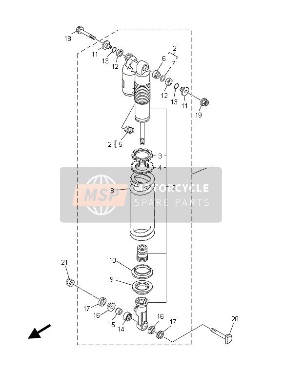 Yamaha YZ250F 2003 Suspension arrière pour un 2003 Yamaha YZ250F