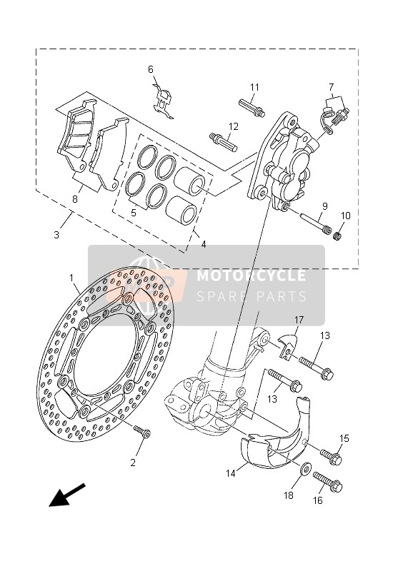 Yamaha YZ250F 2003 BREMSSATTEL VORNE für ein 2003 Yamaha YZ250F