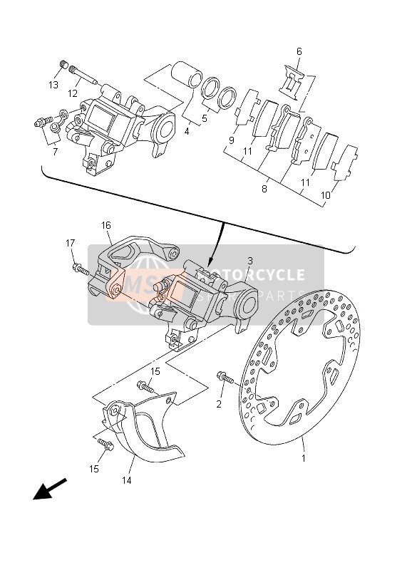 Yamaha YZ450F 2003 Rear Brake Caliper for a 2003 Yamaha YZ450F