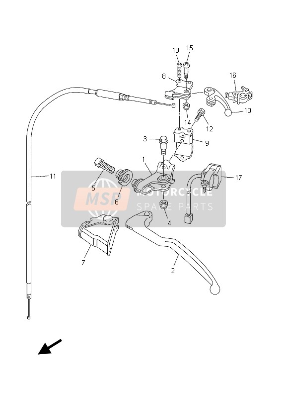 Yamaha YZ450F 2003 Commutateur de poignée & Levier pour un 2003 Yamaha YZ450F