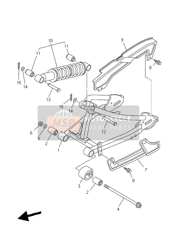 Yamaha TT-R90 2004 Achterarm & Suspensie voor een 2004 Yamaha TT-R90