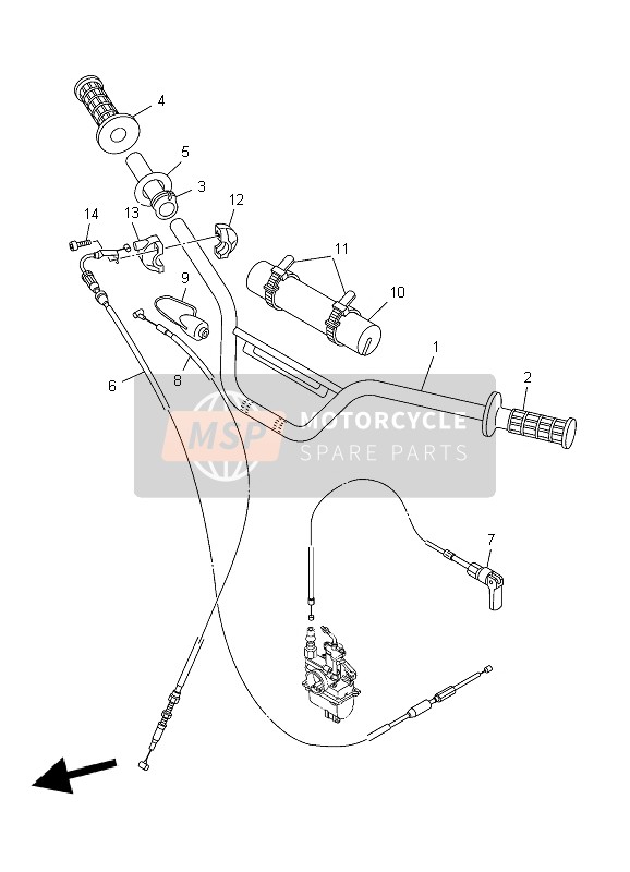 Yamaha TT-R90 2004 LENKHANDGRIFF & KABEL für ein 2004 Yamaha TT-R90