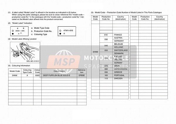 Yamaha TT-R90E 2004 Model Label for a 2004 Yamaha TT-R90E