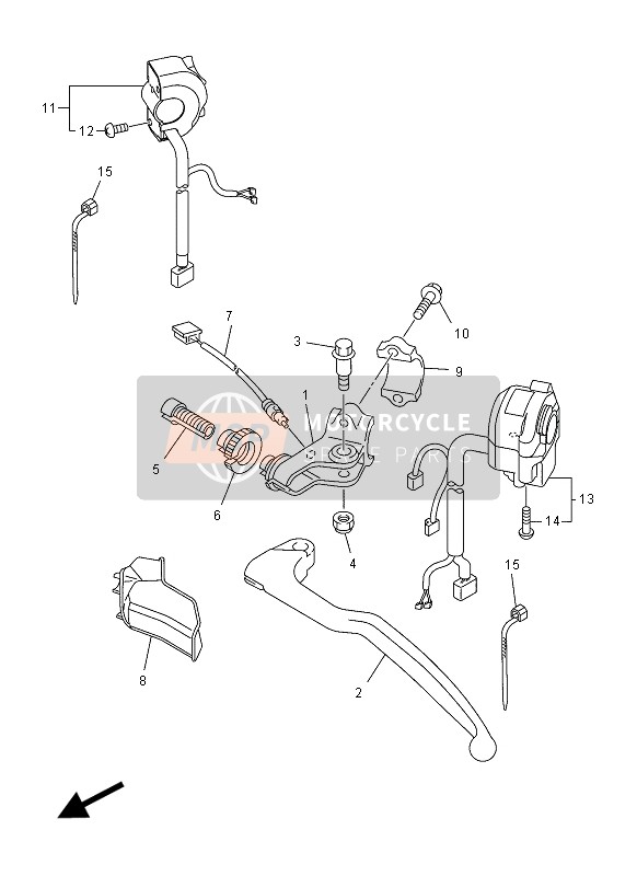 Yamaha WR450F 2012 Commutateur de poignée & Levier pour un 2012 Yamaha WR450F