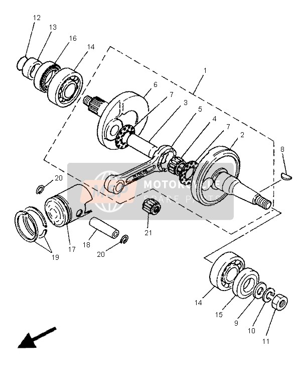 Yamaha PW80 1995 Crankshaft & Piston for a 1995 Yamaha PW80