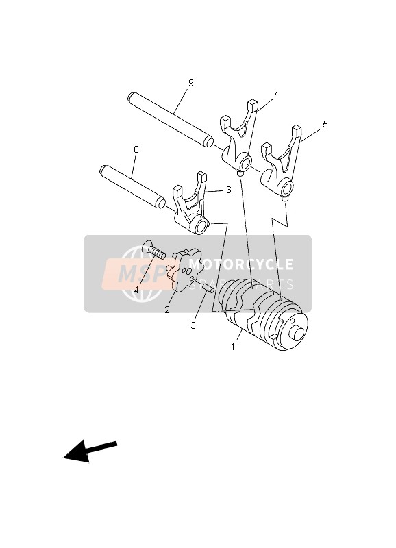 Yamaha TT-R125E SW & LW 2004 Shift Cam & Fork for a 2004 Yamaha TT-R125E SW & LW