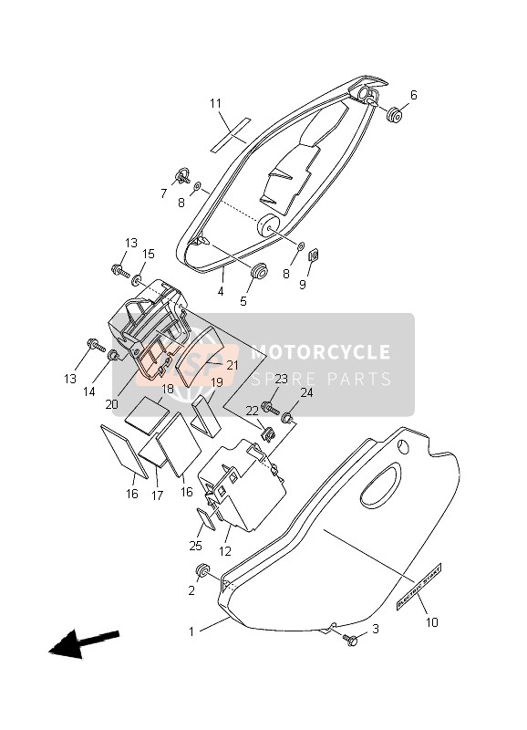 Yamaha TT-R125E SW & LW 2004 Side Cover for a 2004 Yamaha TT-R125E SW & LW