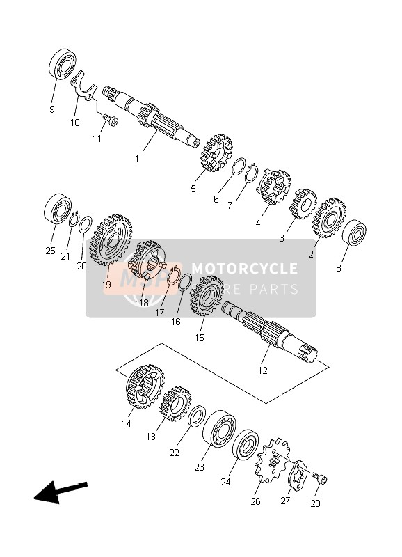 Yamaha TT-R125 SW & LW 2004 Transmission pour un 2004 Yamaha TT-R125 SW & LW