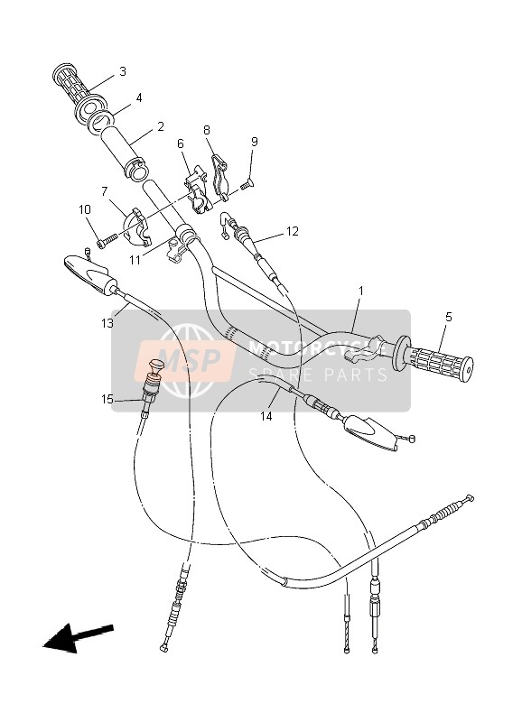 Yamaha TT-R125 SW & LW 2004 Steering Handle & Cable for a 2004 Yamaha TT-R125 SW & LW