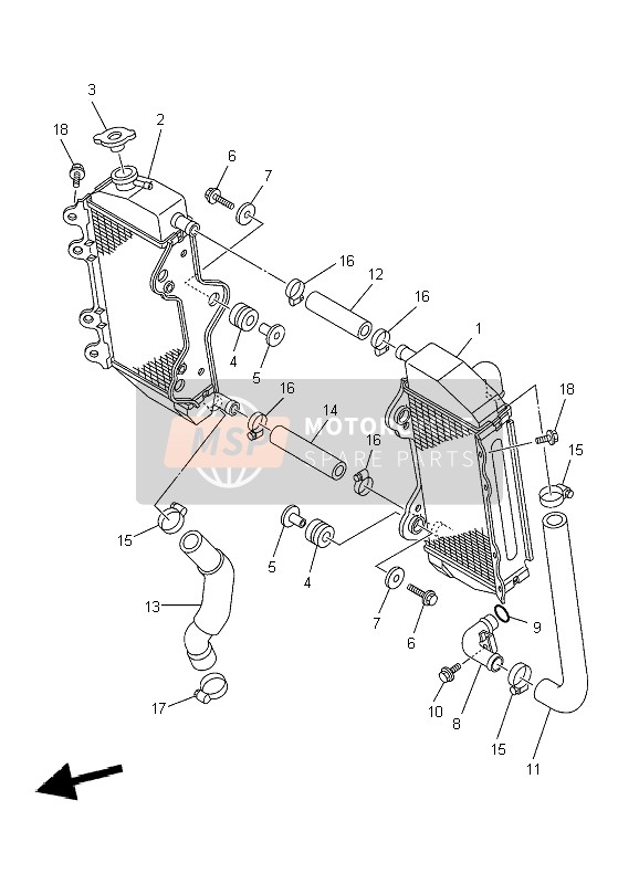 Yamaha WR250F 2004 Radiator & Hose for a 2004 Yamaha WR250F