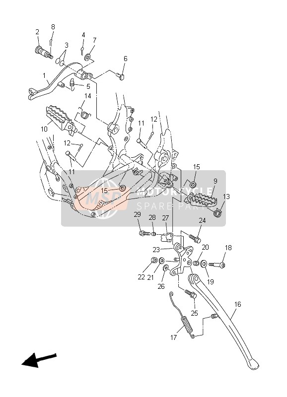 Yamaha WR450F 2004 Supporter & Repose Pieds pour un 2004 Yamaha WR450F