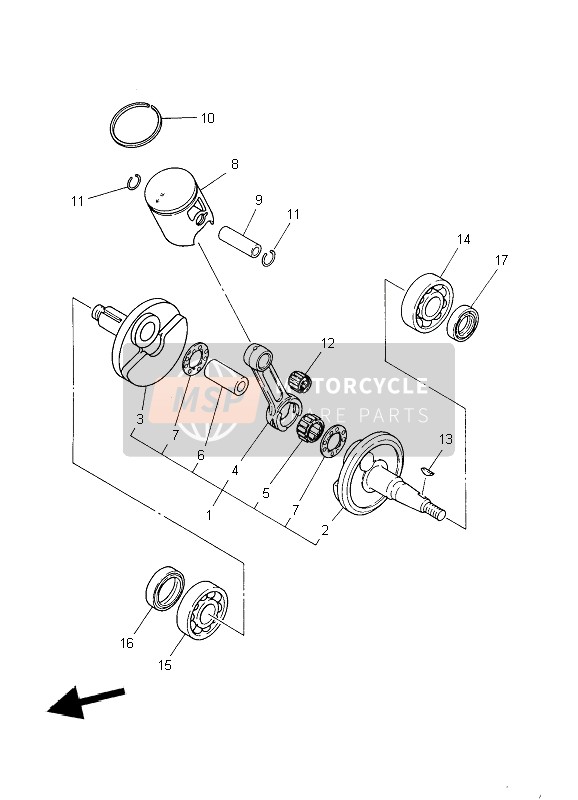 Yamaha YZ85 SW & LW 2004 Crankshaft & Piston for a 2004 Yamaha YZ85 SW & LW