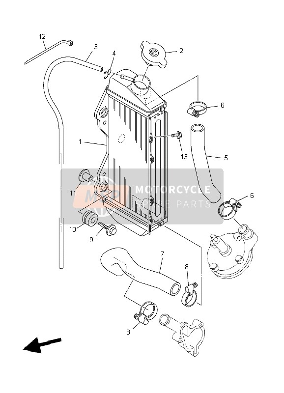 Yamaha YZ85 SW & LW 2004 Radiateur & Tuyau pour un 2004 Yamaha YZ85 SW & LW