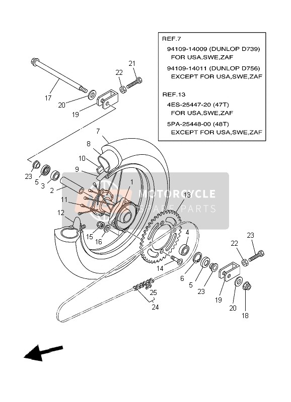 Yamaha YZ85 SW & LW 2004 Achterwiel voor een 2004 Yamaha YZ85 SW & LW