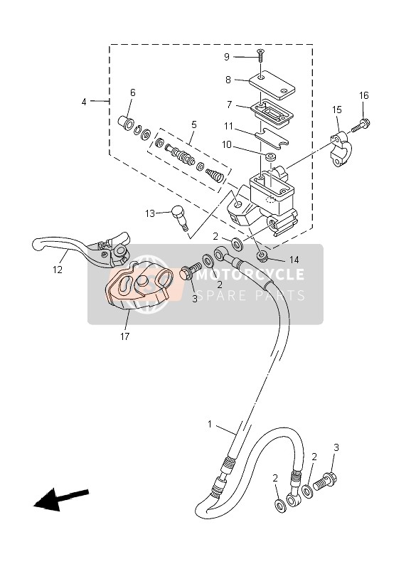 Yamaha YZ85 SW & LW 2004 Front Master Cylinder for a 2004 Yamaha YZ85 SW & LW