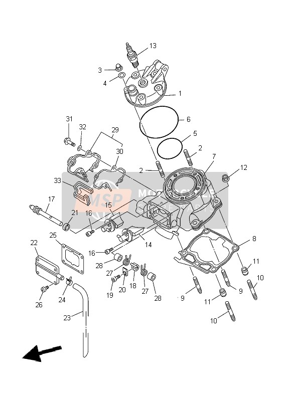 Yamaha YZ125 2004 Cylinder Head for a 2004 Yamaha YZ125