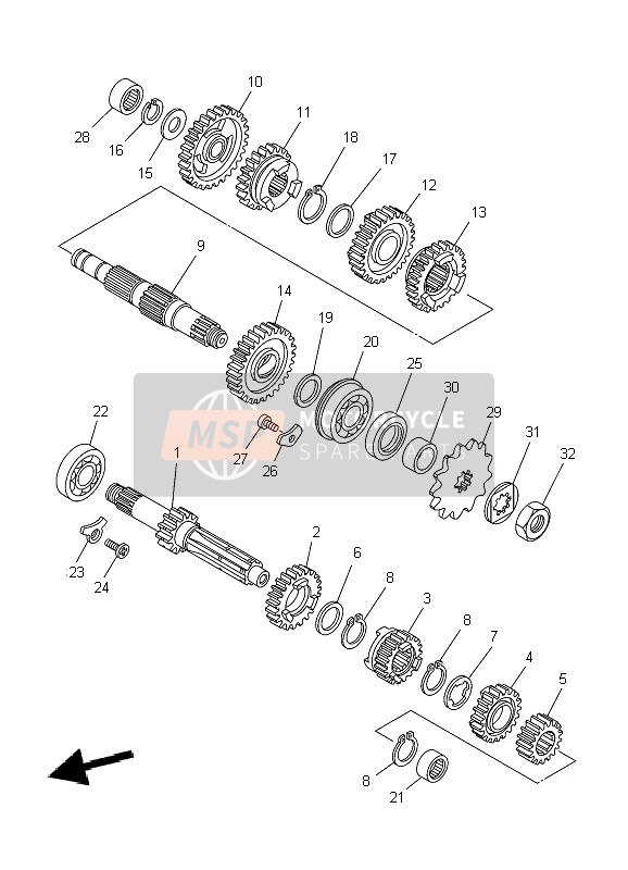 Yamaha YZ125 2004 Transmission for a 2004 Yamaha YZ125