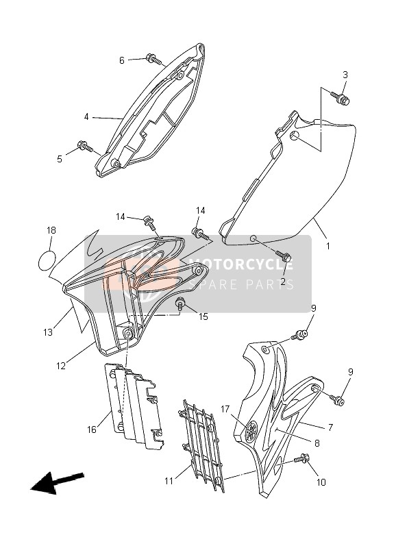 5XE217400000, Zijkuip Assy 4, Yamaha, 0