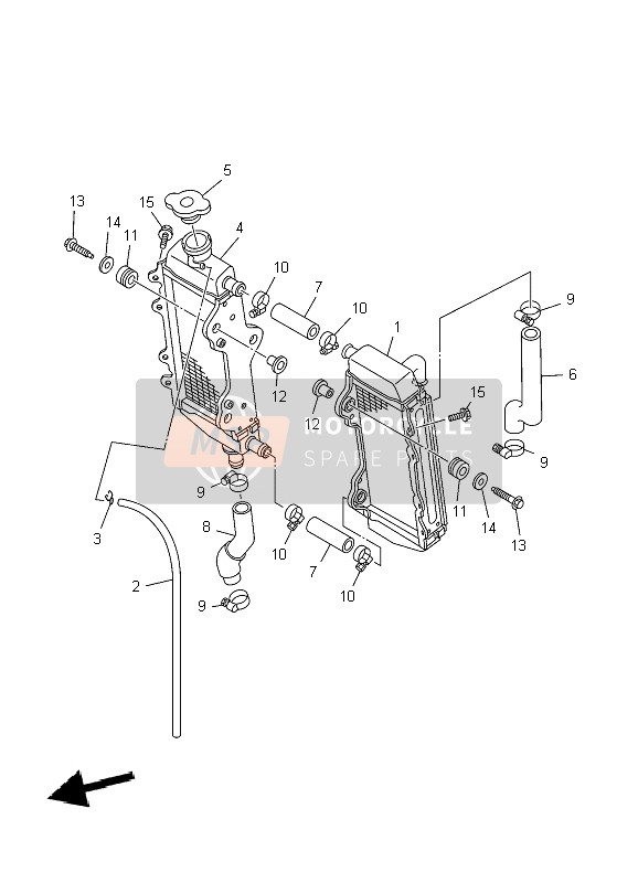 Yamaha YZ250 2004 Radiator & Hose for a 2004 Yamaha YZ250