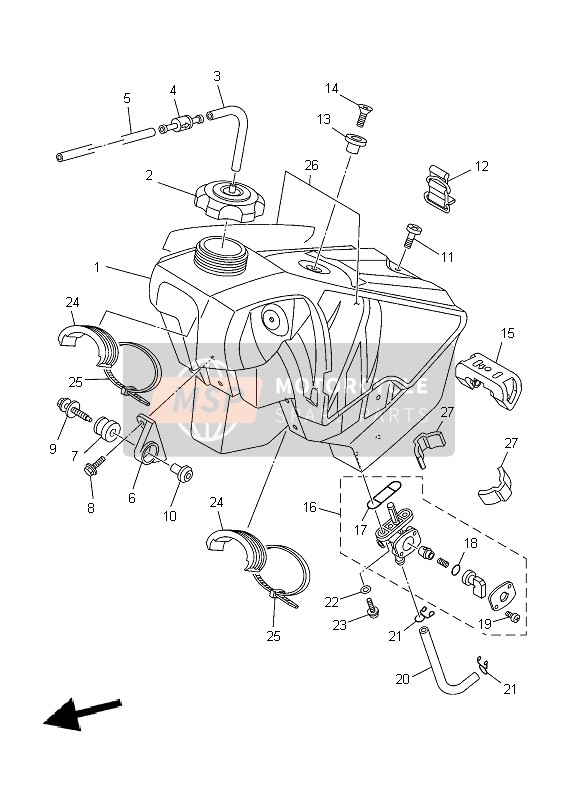 Yamaha YZ250 2004 Réservoir d'essence pour un 2004 Yamaha YZ250