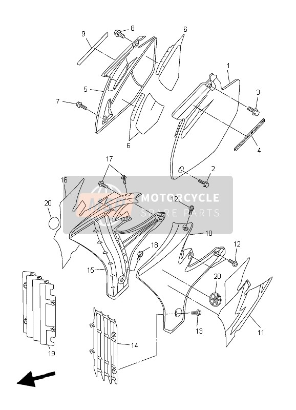 Yamaha YZ250F 2004 Side Cover for a 2004 Yamaha YZ250F