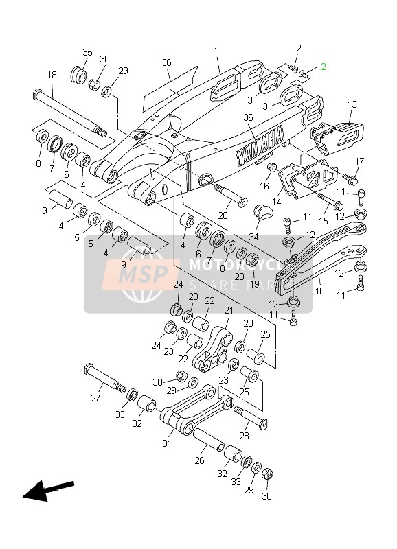 Yamaha YZ250F 2004 Rear Arm for a 2004 Yamaha YZ250F