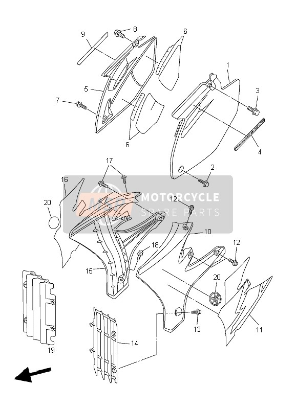 Yamaha YZ450F 2004 Side Cover for a 2004 Yamaha YZ450F