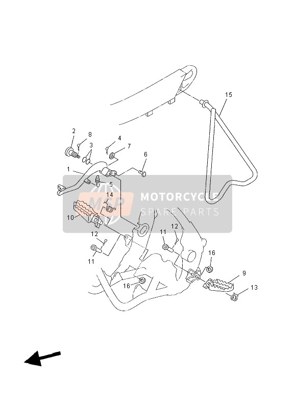 Yamaha YZ450F 2004 In Piedi & Poggiapiedi per un 2004 Yamaha YZ450F