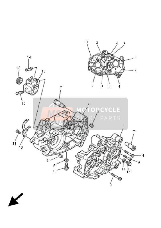 Yamaha PW80 2005 Crankcase for a 2005 Yamaha PW80