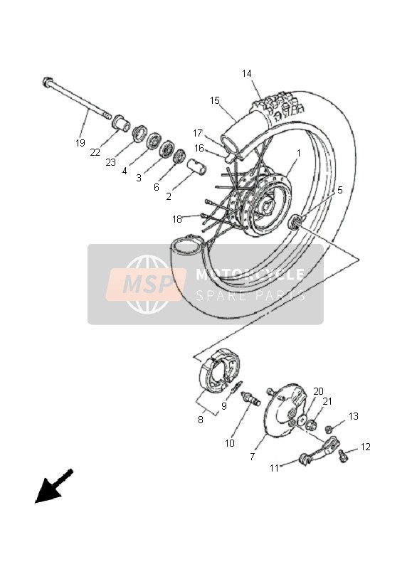 Yamaha PW80 2005 Ruota anteriore per un 2005 Yamaha PW80