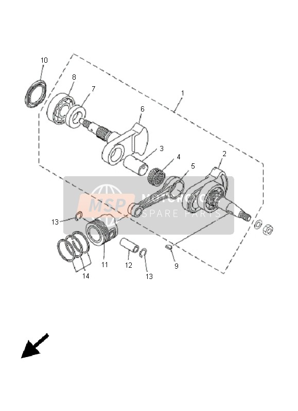 Yamaha TT-R90E 2005 Vilebrequin & Piston pour un 2005 Yamaha TT-R90E