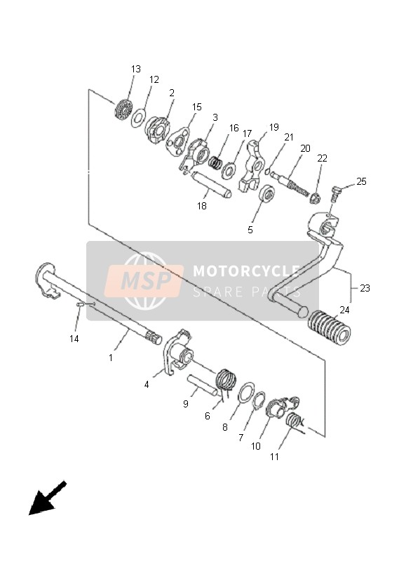 Yamaha TT-R90E 2005 Shift Shaft for a 2005 Yamaha TT-R90E