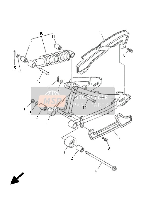 Yamaha TT-R90E 2005 SCHWINGE HINTEN & AUFHÄNGUNG für ein 2005 Yamaha TT-R90E