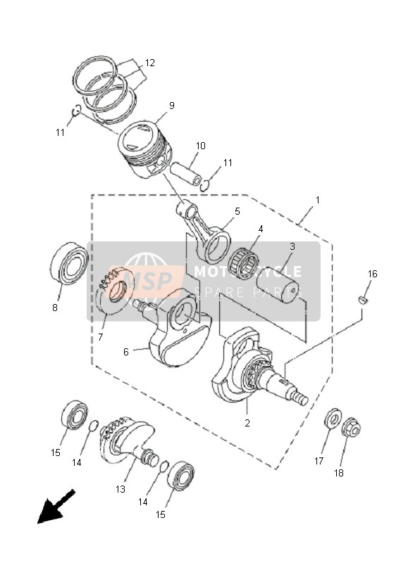 Yamaha TT-R125E SW & LW 2005 Crankshaft & Piston for a 2005 Yamaha TT-R125E SW & LW