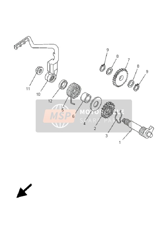 Yamaha TT-R125E SW & LW 2005 Starter 2 voor een 2005 Yamaha TT-R125E SW & LW