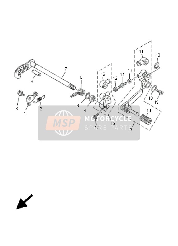 Yamaha TT-R125E SW & LW 2005 Shift Shaft for a 2005 Yamaha TT-R125E SW & LW