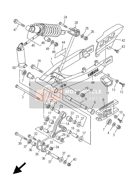 Yamaha TT-R125E SW & LW 2005 Brazo trasero & Suspensión (LW) para un 2005 Yamaha TT-R125E SW & LW