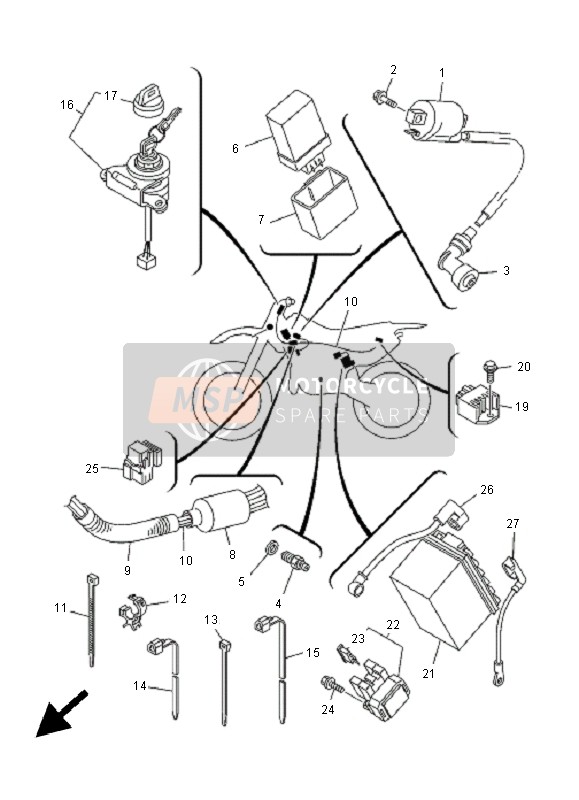 Yamaha TT-R125E SW & LW 2005 Electrical 1 for a 2005 Yamaha TT-R125E SW & LW