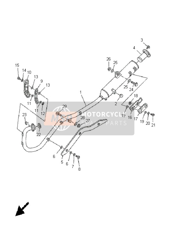 Yamaha TT-R125 SW & LW 2005 Échappement pour un 2005 Yamaha TT-R125 SW & LW