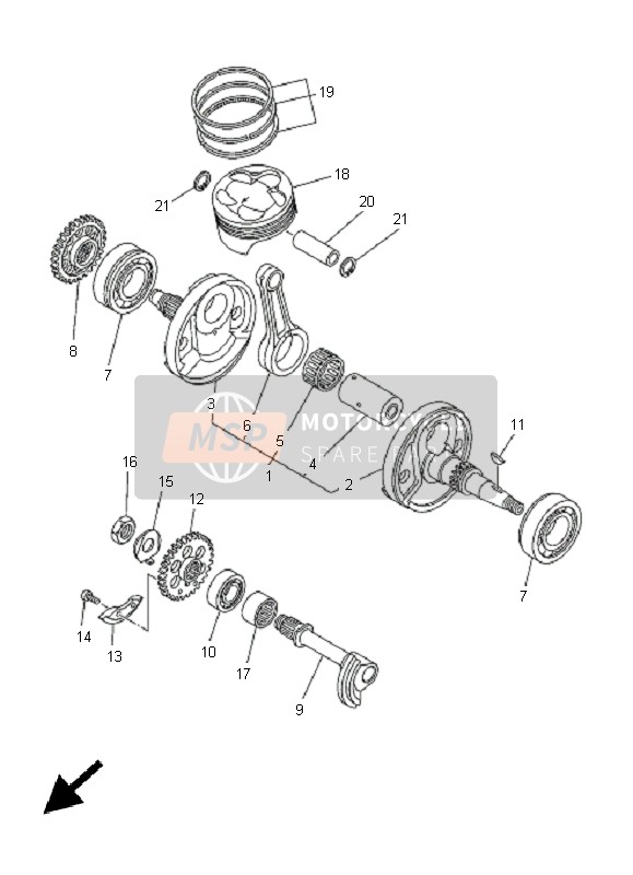 Yamaha WR250F 2005 Crankshaft & Piston for a 2005 Yamaha WR250F