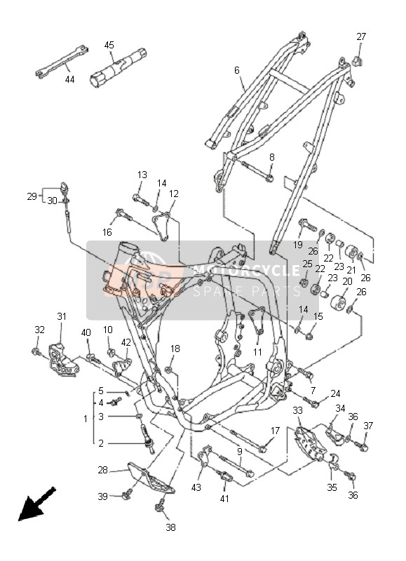 5TJ211908000, Hinterrahmen Kompl., Yamaha, 0