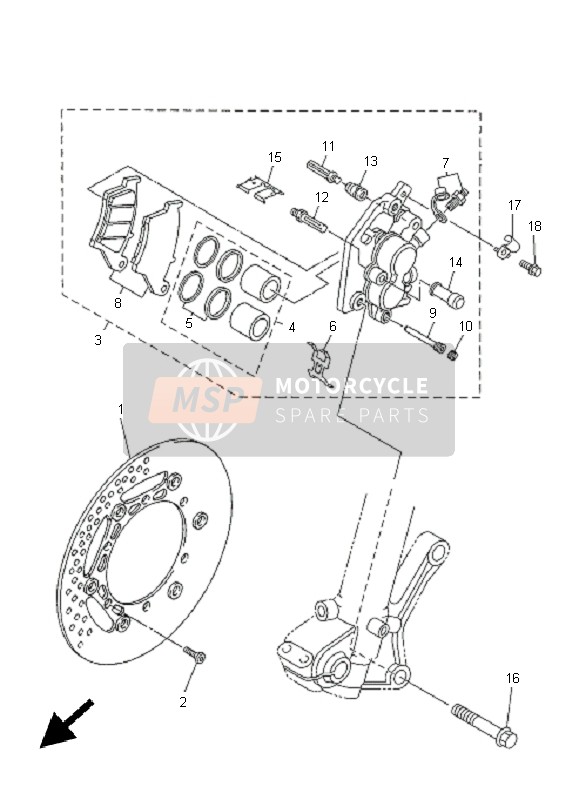 1C3258755000, Supporto, Tubo Flessibile Freno, Yamaha, 2