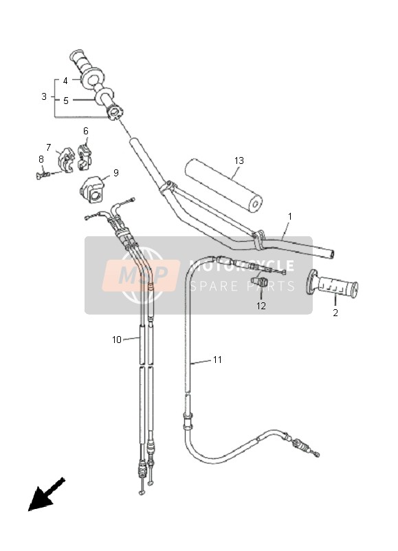 Yamaha WR250F 2005 Steering Handle & Cable for a 2005 Yamaha WR250F