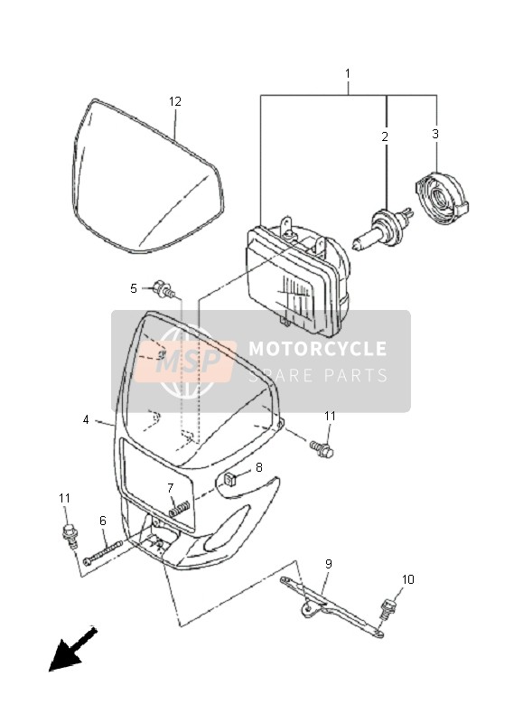 Yamaha WR250F 2005 Koplamp voor een 2005 Yamaha WR250F