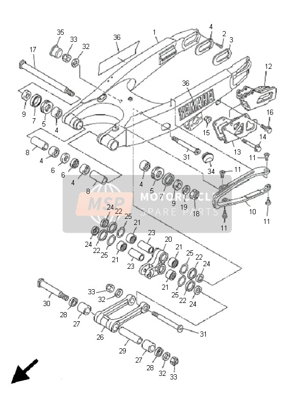 Yamaha WR450F 2005 Rear Arm for a 2005 Yamaha WR450F