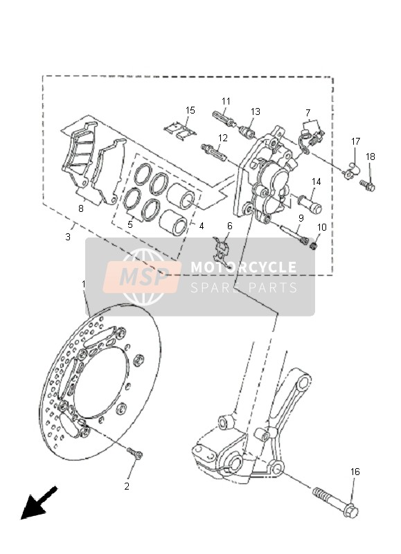 Yamaha WR450F 2005 BREMSSATTEL VORNE für ein 2005 Yamaha WR450F