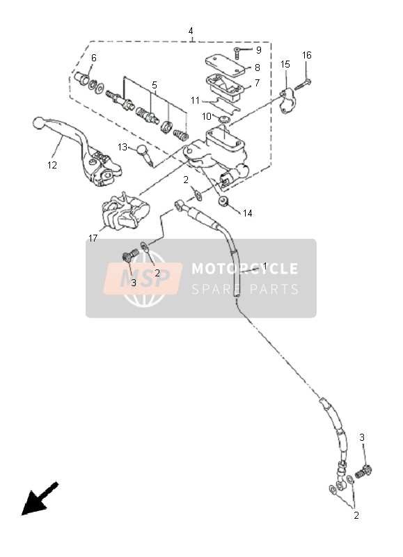 Yamaha WR450F 2005 Front Master Cylinder for a 2005 Yamaha WR450F