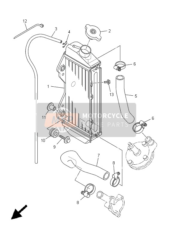 Yamaha YZ85 SW & LW 2005 Radiator & Hose for a 2005 Yamaha YZ85 SW & LW