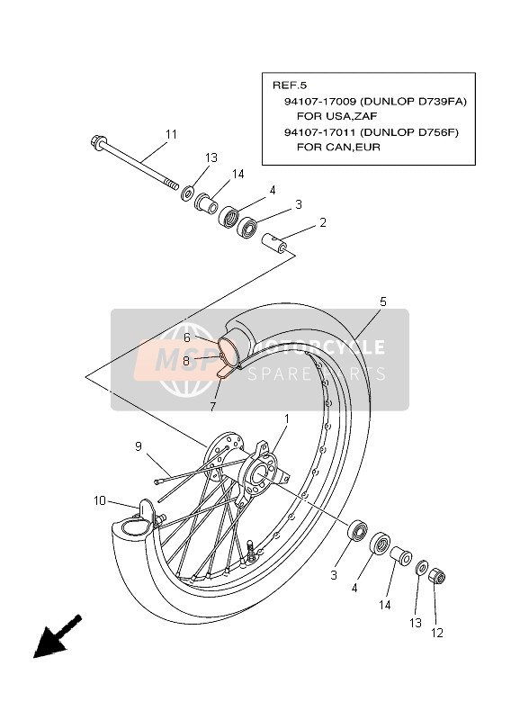 Yamaha YZ85 SW & LW 2005 Front Wheel for a 2005 Yamaha YZ85 SW & LW