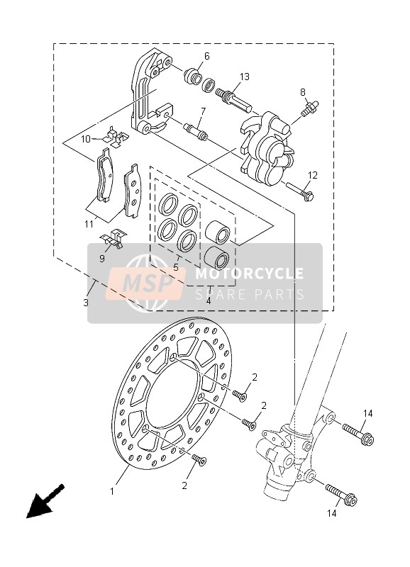 Yamaha YZ85 SW & LW 2005 Pinza de freno delantero para un 2005 Yamaha YZ85 SW & LW